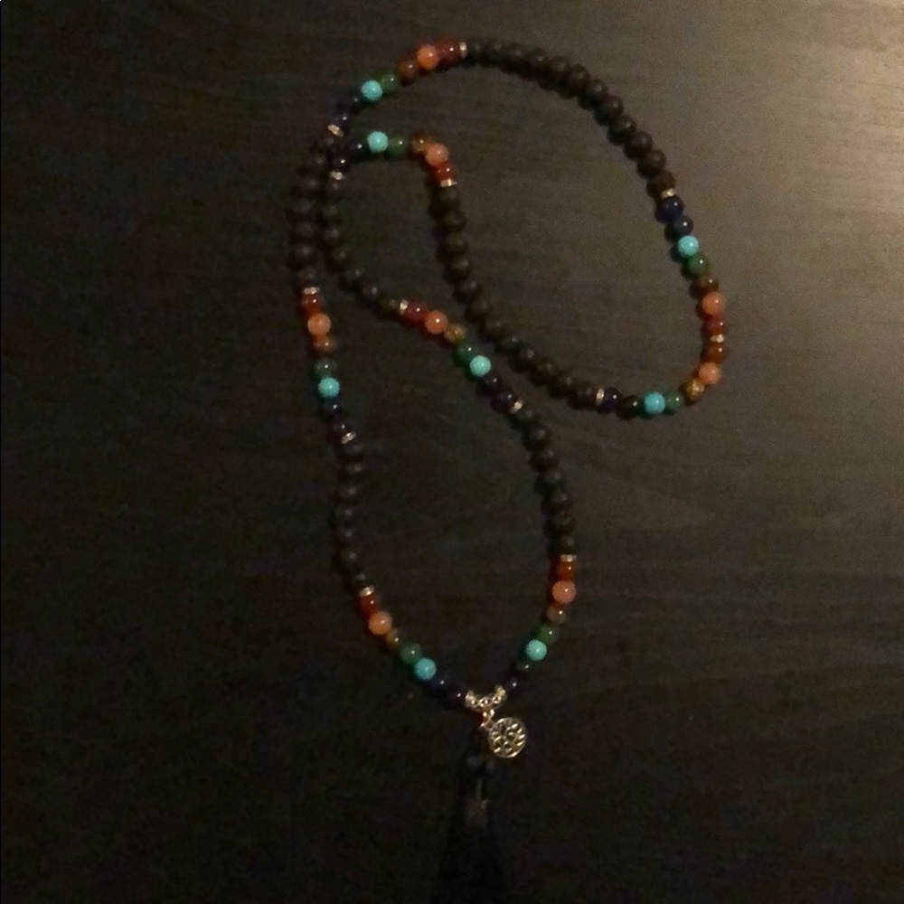 Chakra lava mala necklace